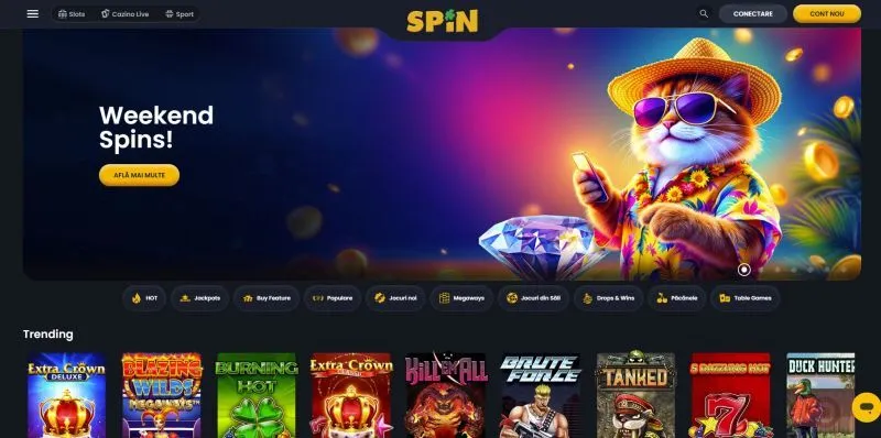 Interfata princpala de la Spin Casino
