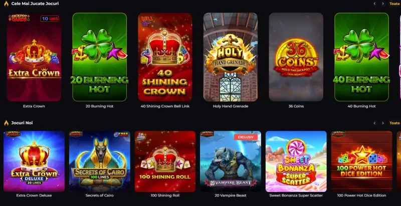 Sectiunea de sloturi de la Elite Slots Casino
