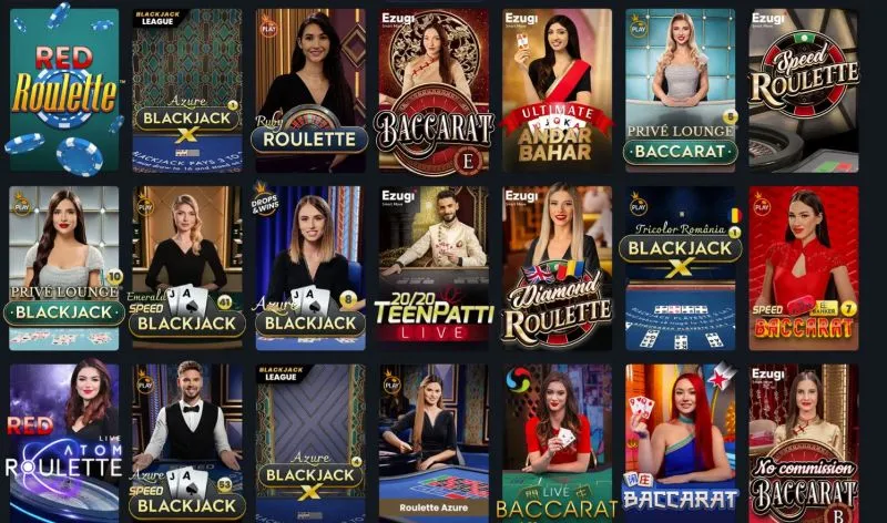 Sectiunea de live casino de la Spin Casino