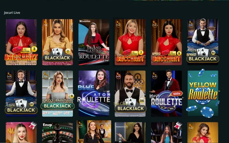 Sectiunea de live casino de la Excelbet Casino