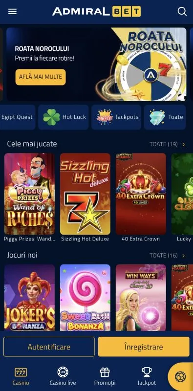 Admiral Casino pe mobil