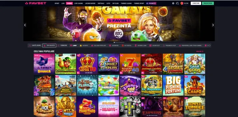 Interfata principala de la Favbet Casino