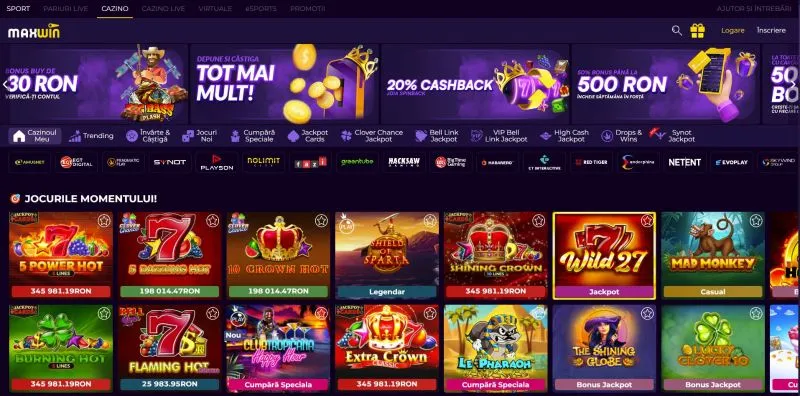 interfata principala de la MaxWin Casino