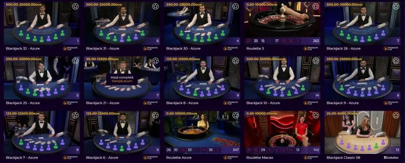 Sectiunea de live casino de la MaxWin Casino