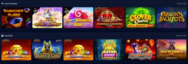 Sectiunea de sloturi de la Vbet Casino
