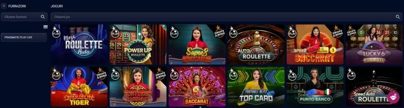 Sectiunea de live casino de la Vbet Casino