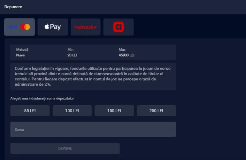 Metode de plata la Vbet Casino