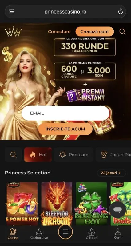 Princess Casino pe mobil