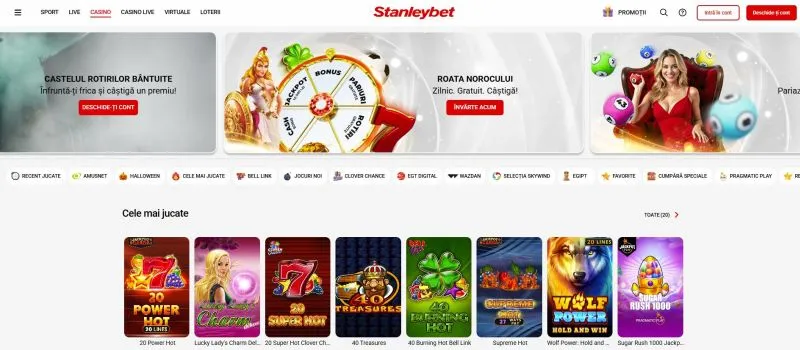 Interfata principala de la Stanleybet Casino
