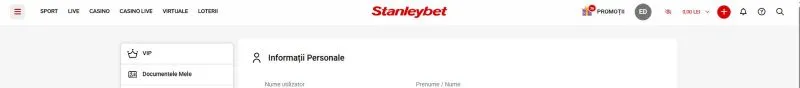 Sectiunea contul meu de la Stanleybet Casino