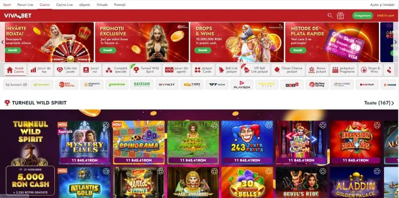Interfata principala de la Vivabet Casino