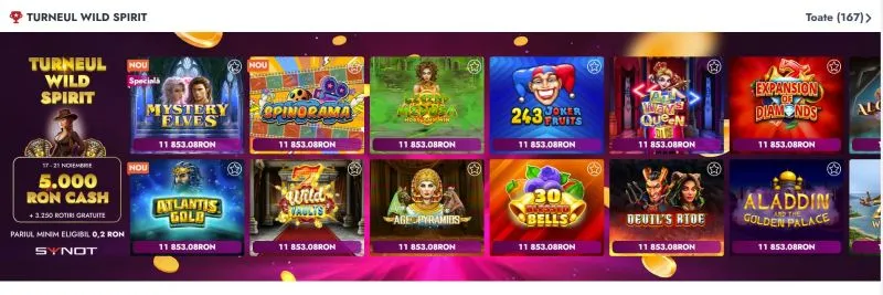 Sectiunea de sloturi de la Vivabet Casino