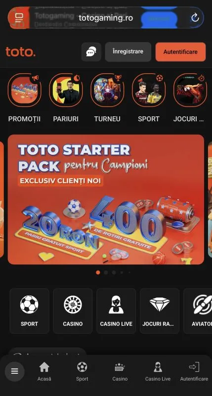 TotoGaming Casino pe mobil