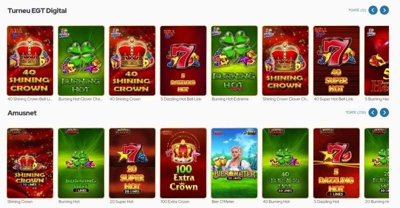 Sectiunea de sloturi de la Game World Casino