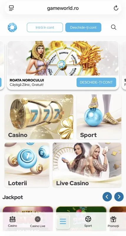 Game World Casino pe mobil