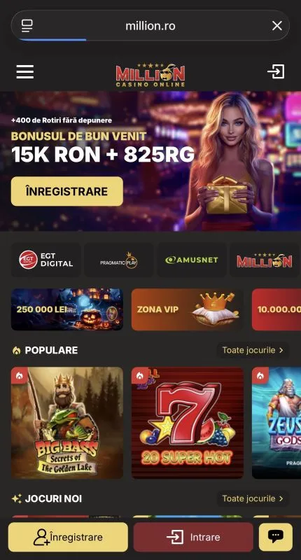 Million Casino pe mobil