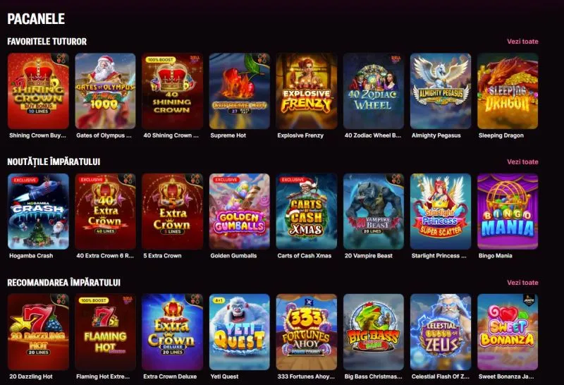 Sectiunea de sloturi de la Napoleon Games Casino
