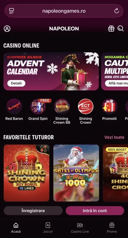 Napoleon Games Casino pe mobil