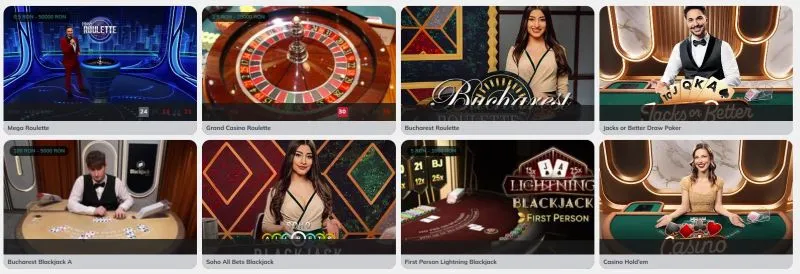 Sectiunea de live casino de la Bet7 Casino