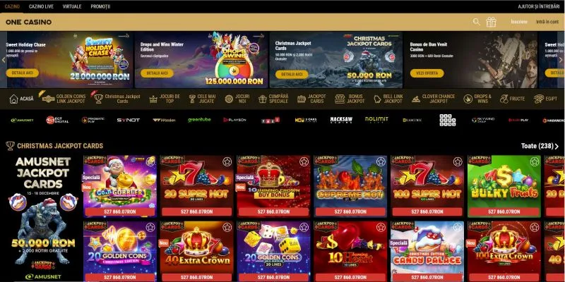 Interfata principala de la One Casino