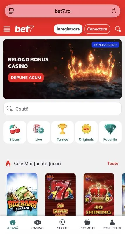 Bet7 Casino pe mobil