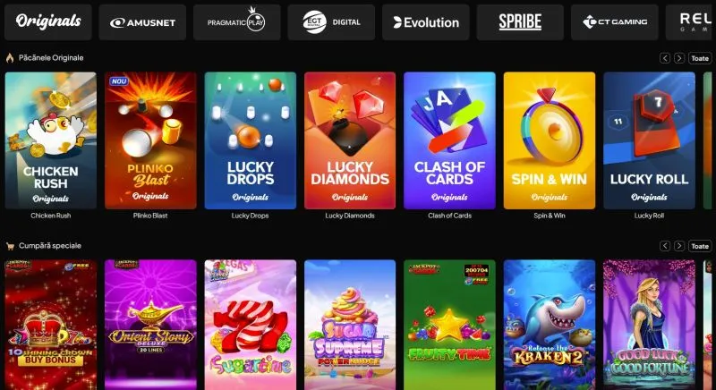 Sectiunea de sloturi de la Pacanele Casino