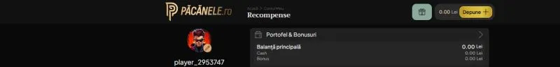 Sectiunea contul meu de la Păcănele Casino