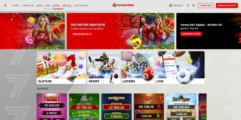 Interfata principala de la RedSevens Casino