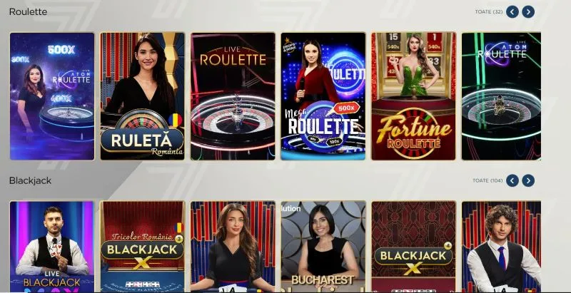 Sectiunea de live casino de la RedSevens Casino