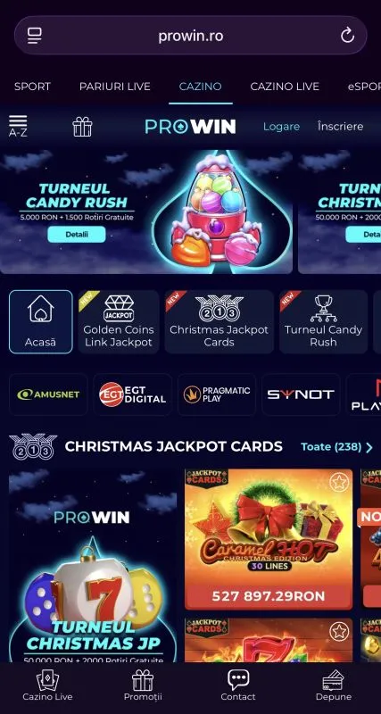 Prowin Casino pe mobil