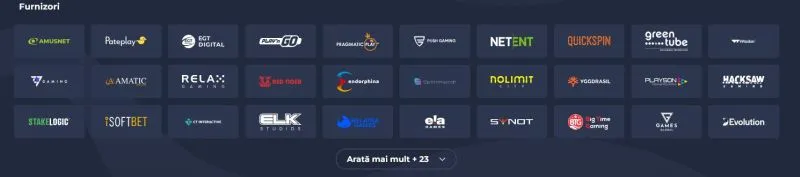 Lista de furnizori de jocuri la SlotV Casino