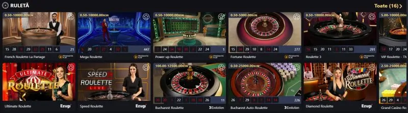 Sectiunea de live casino de la Fortuna Palace Casino
