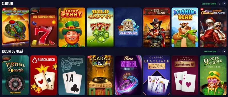 Sectiunea de sloturi de la Swiper Casino