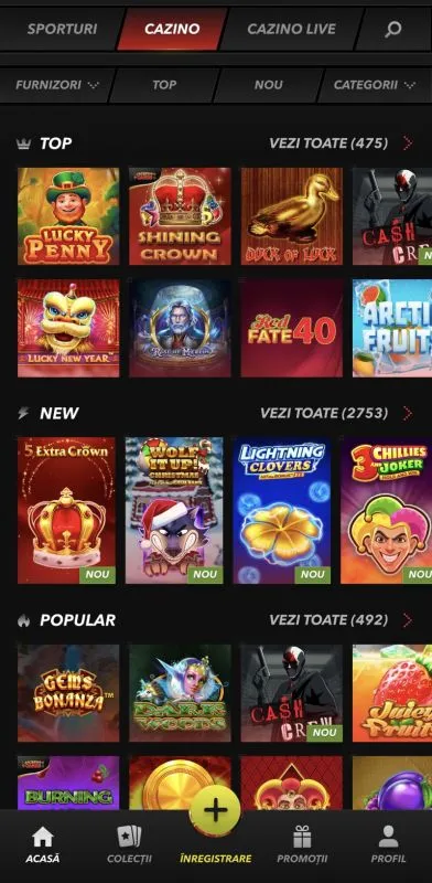 TopBet Casino pe mobil