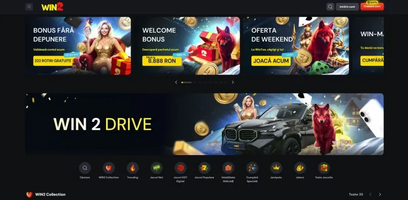 Interfata principala de la Win2 Casino