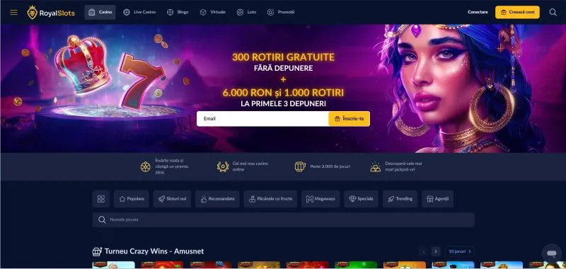 Interfata principala de la Royal Casino