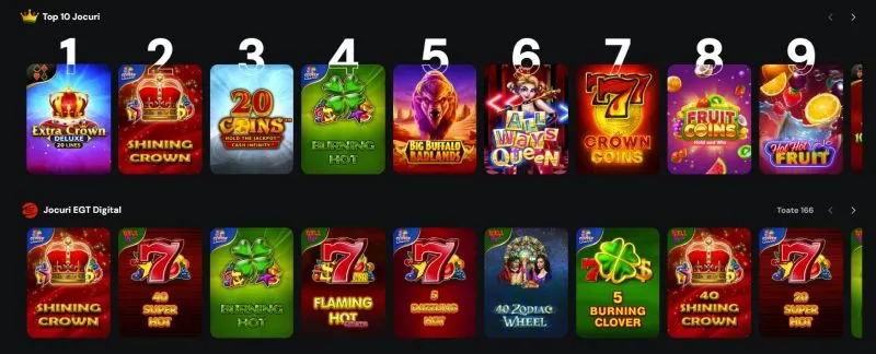 Sectiunea de sloturi de la Win2 Casino