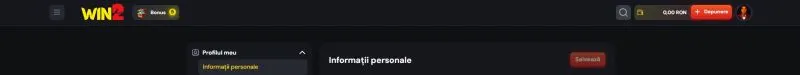Sectiunea contul meu la Win2 Casino