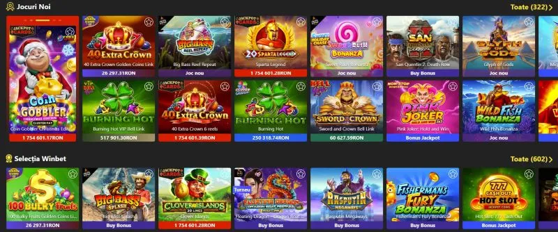 Sectiunea de sloturi de la Winbet Casino