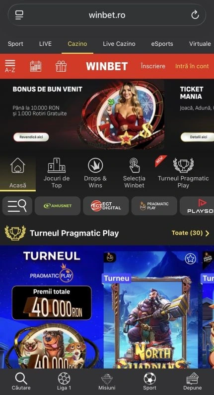 Winbet Casino pe mobil