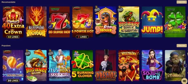 Sectiunea de sloturi de la Winboss Casino