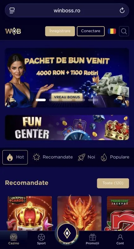 Winboss Casino pe mobil