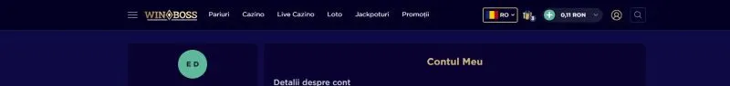 Sectiunea contul meu la Winboss Casino
