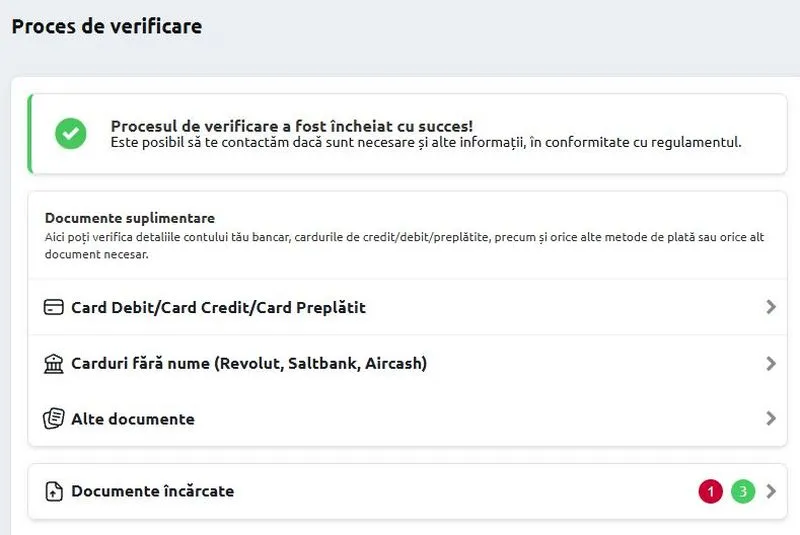 Verificarea contului
