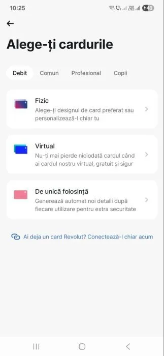 Revolut card fizic vs card virtual