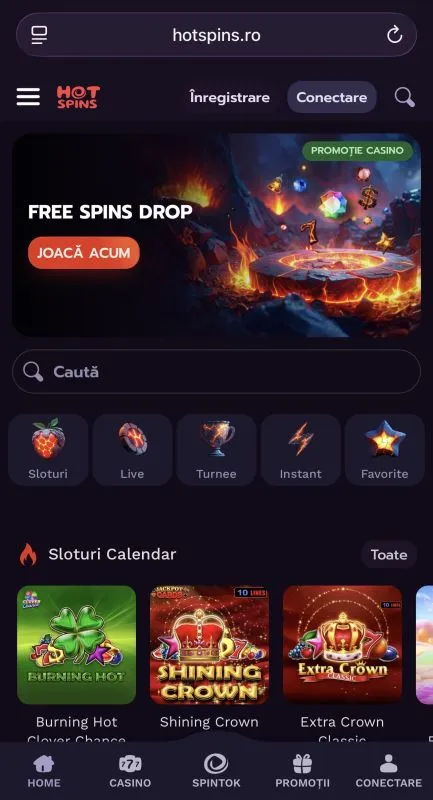 Hot Spins Casino pe mobil