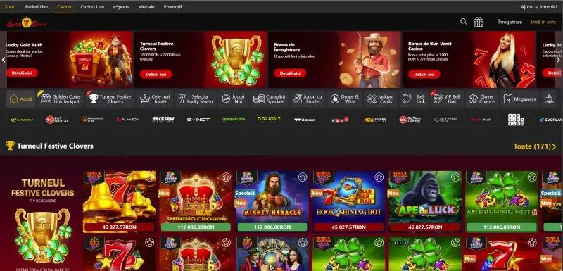 Interfata principala de la Lucky Seven Casino