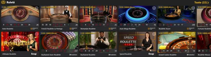 Sectiunea de live casino de la Lucky Seven Casino