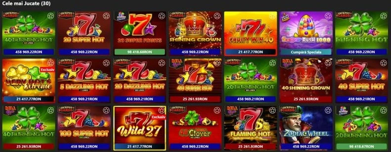 Sectiunea de sloturi de la Lucky Seven Casino