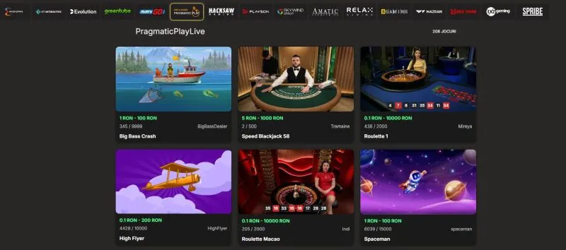 Sectiunea de live casino de la Million Casino
